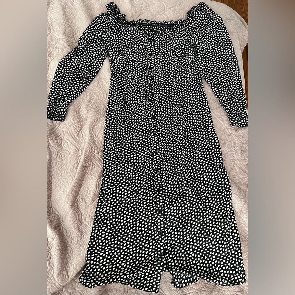 Missguided black and white polka dot dress